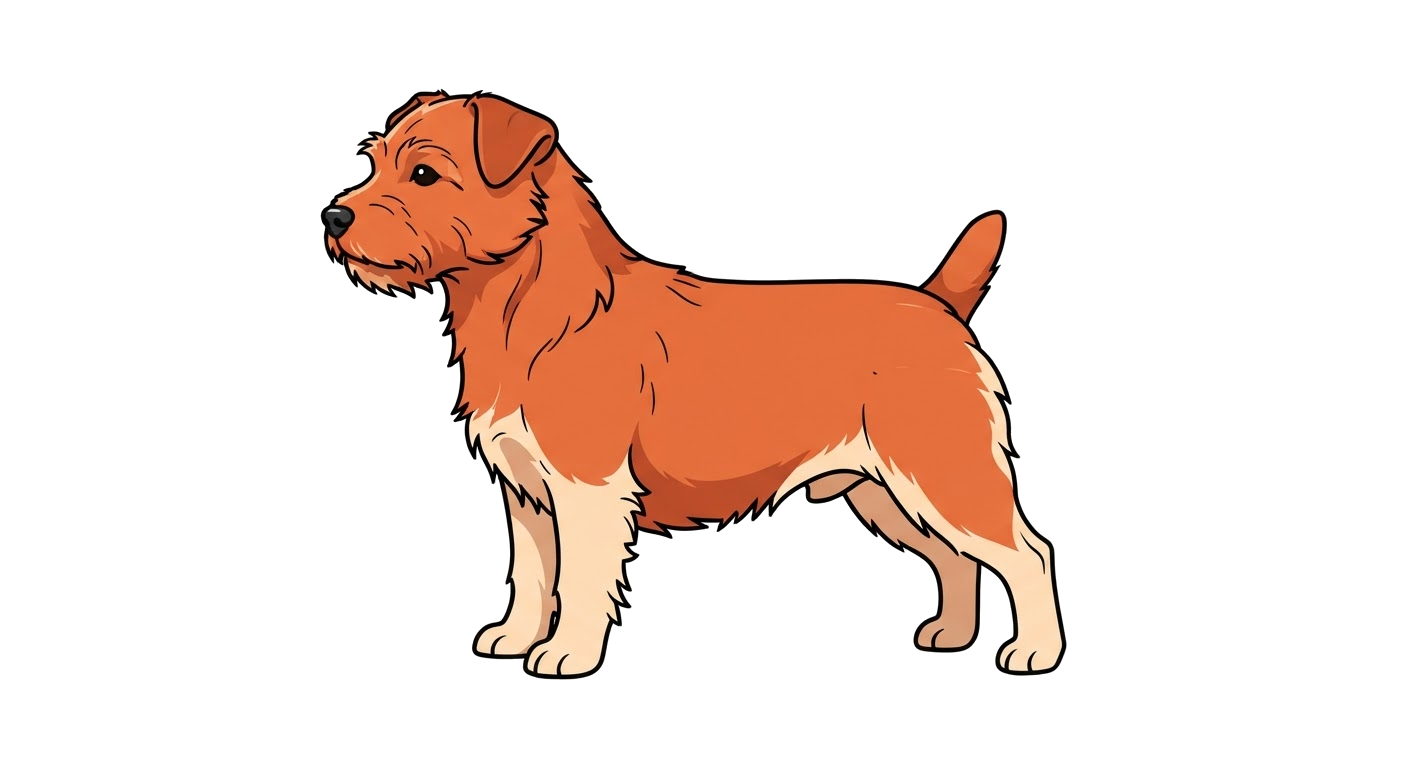 Side profile illustration of a Norfolk Terrier showing the points of the breed standard