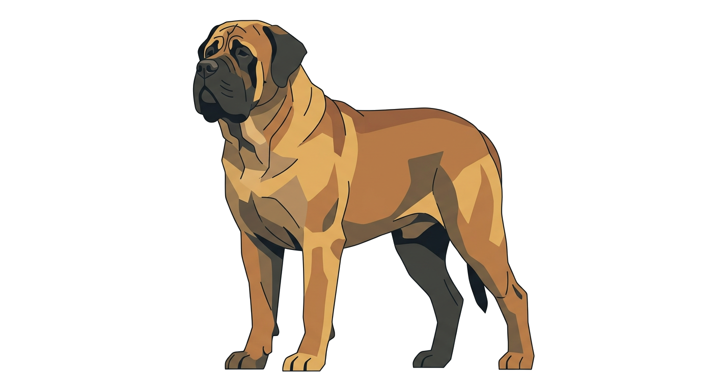 Flat vector illustration of a North American Mastiff