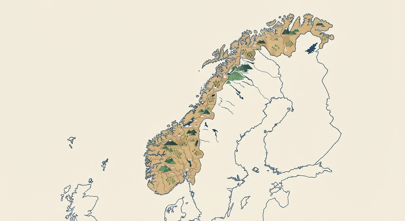 Illustrated map showing the origin of the Norwegian Buhund