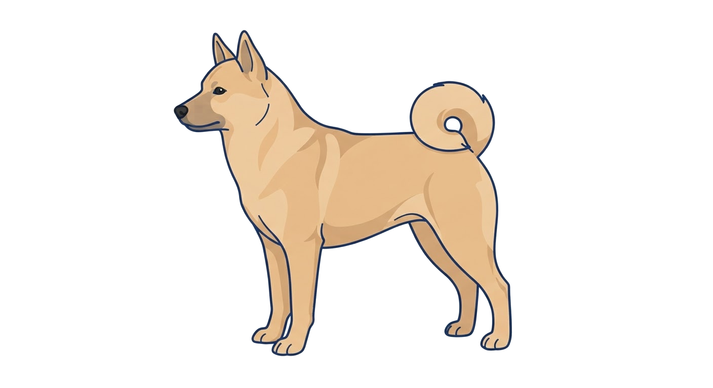 Side profile illustration of a Norwegian Buhund showing the points of the breed standard