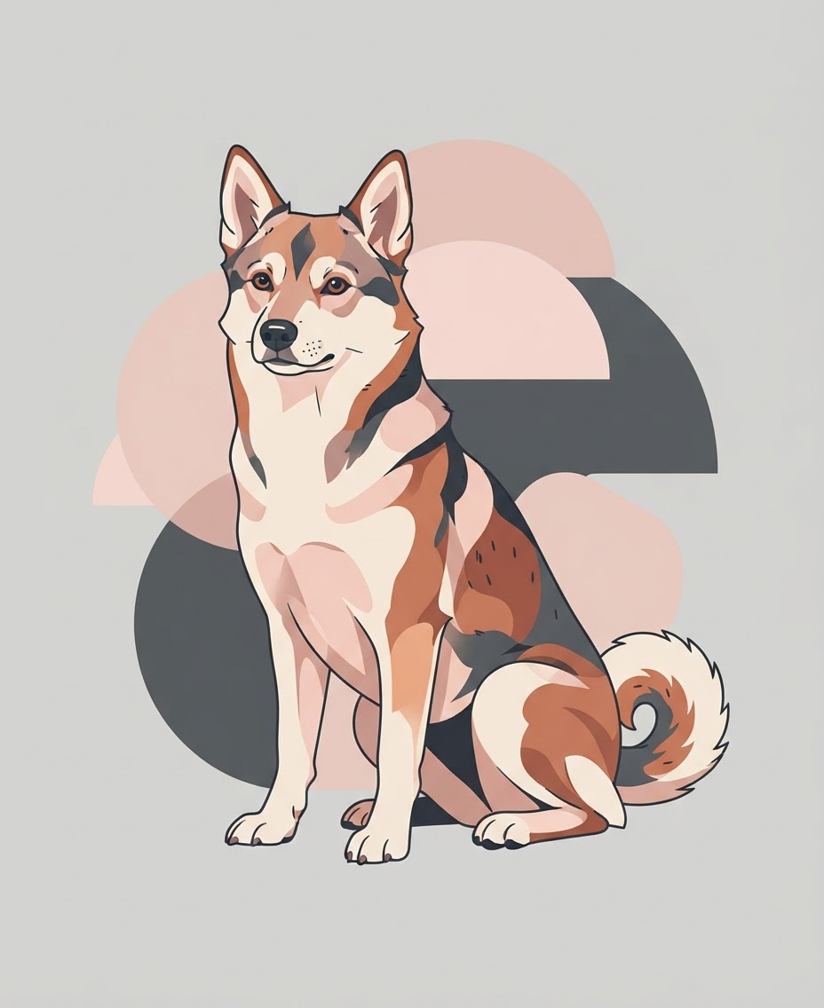 Flat vector illustration of a Norwegian Lundehund