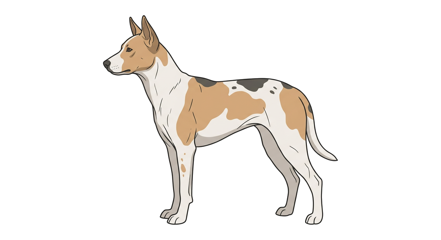 Side profile illustration of a Pandikona showing the points of the breed standard