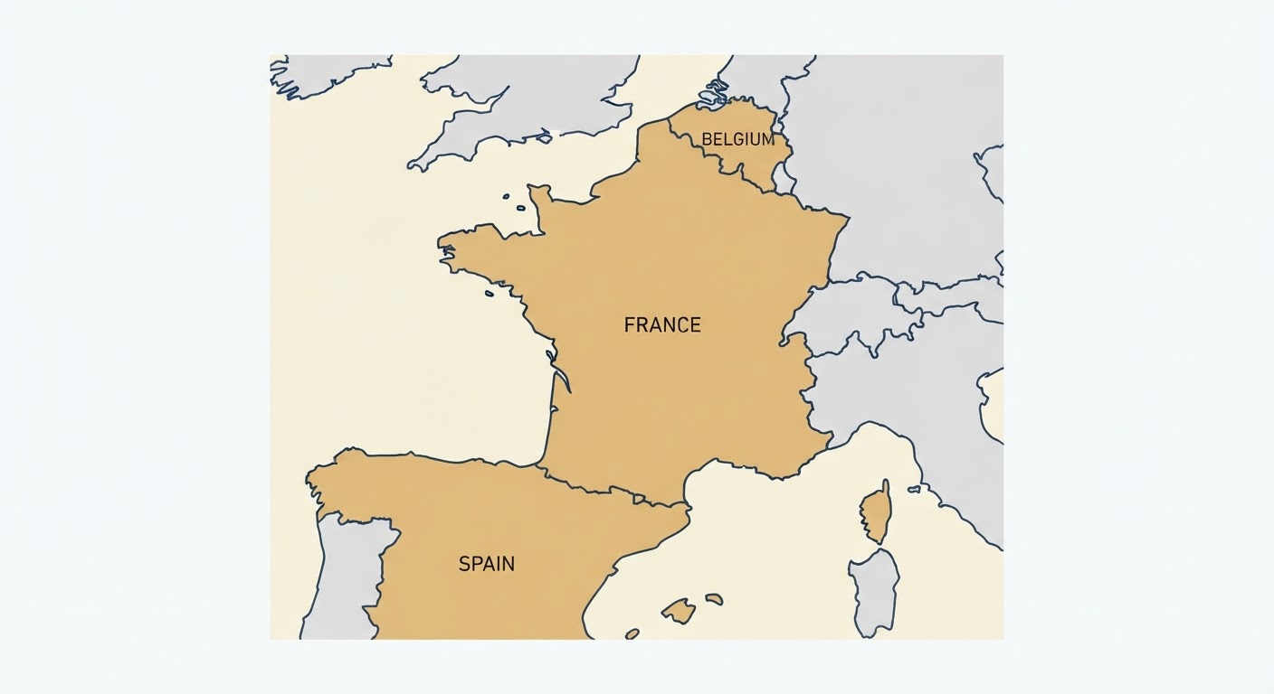 Illustrated map showing the origin of the Papillon