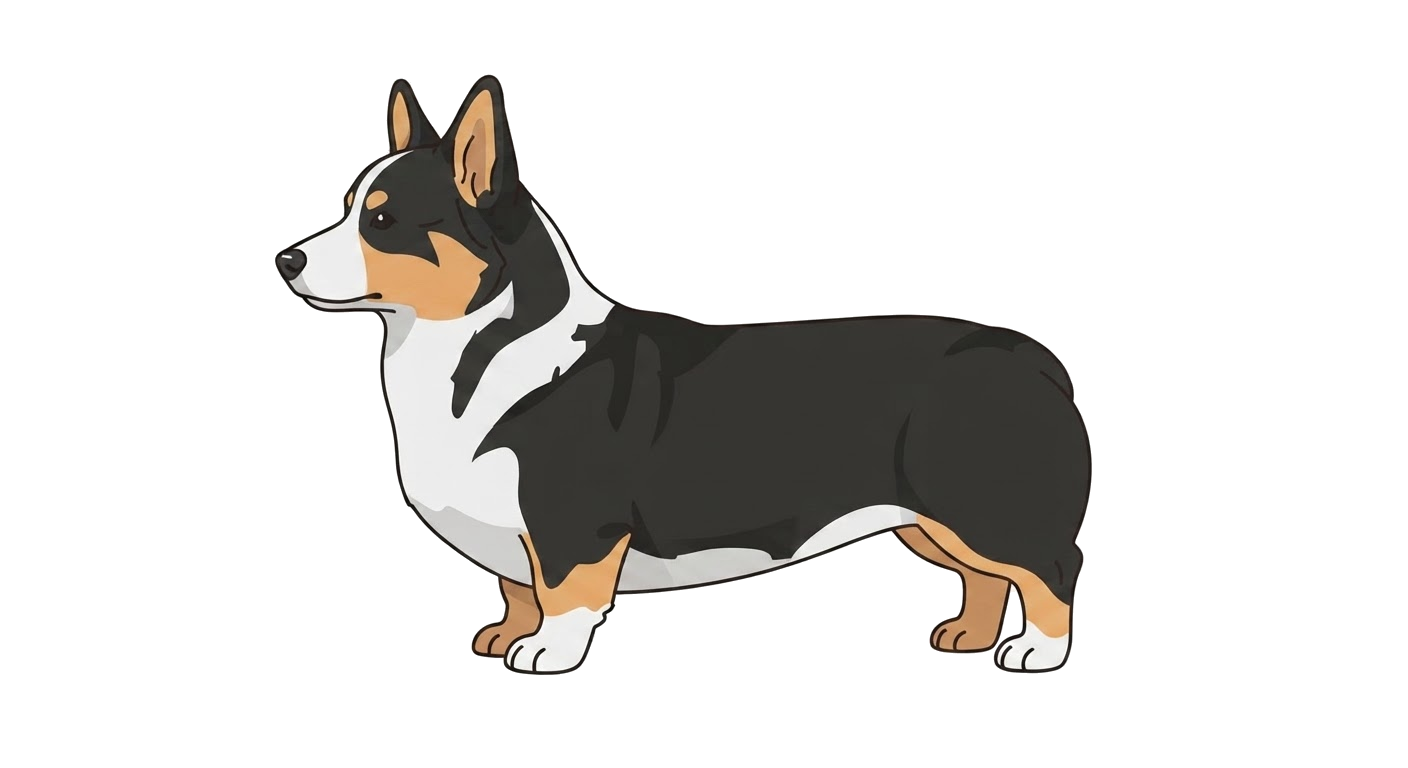 Illustration of a Black, tan and white coat