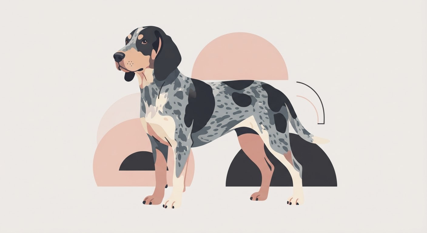 Flat vector illustration of a Petit Bleu de Gascogne