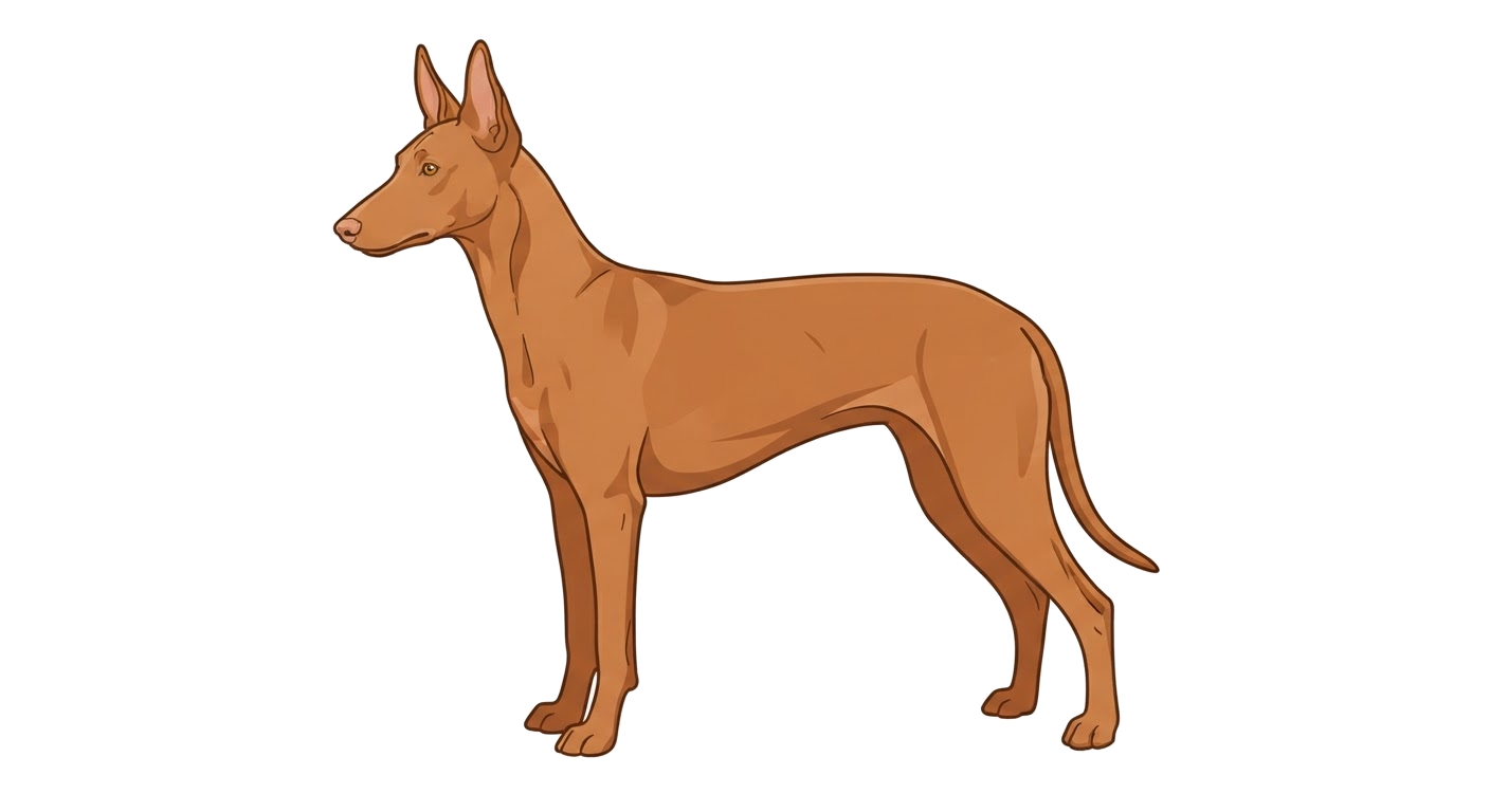 Side profile illustration of a Pharaoh Hound showing the points of the breed standard
