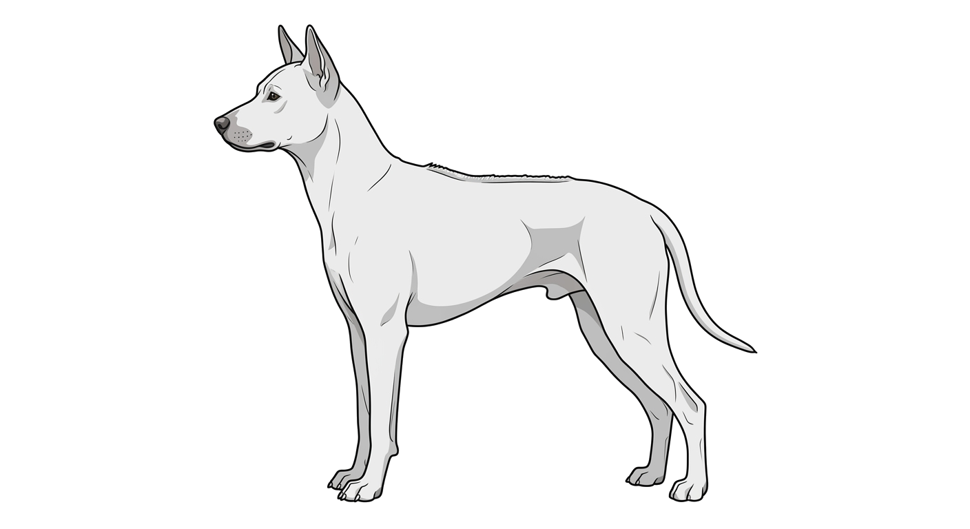 Side profile illustration of a Phu Quoc Ridgeback showing the points of the breed standard