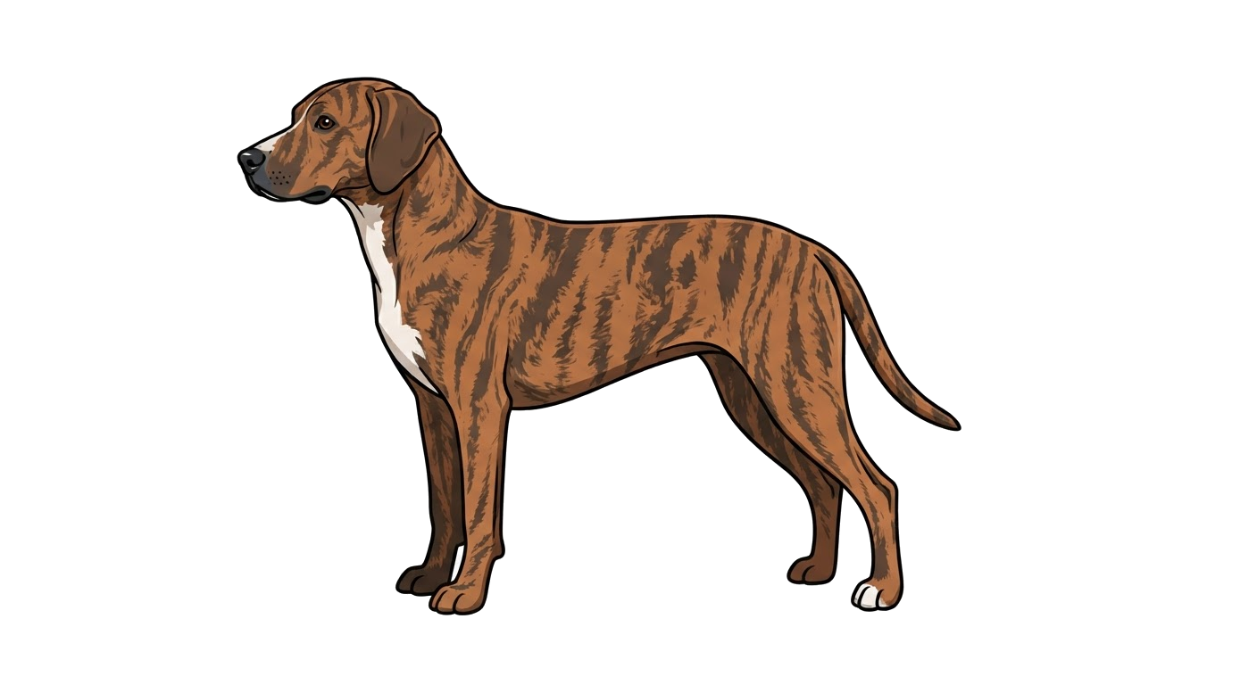 Side profile illustration of a Plott Hound showing the points of the breed standard