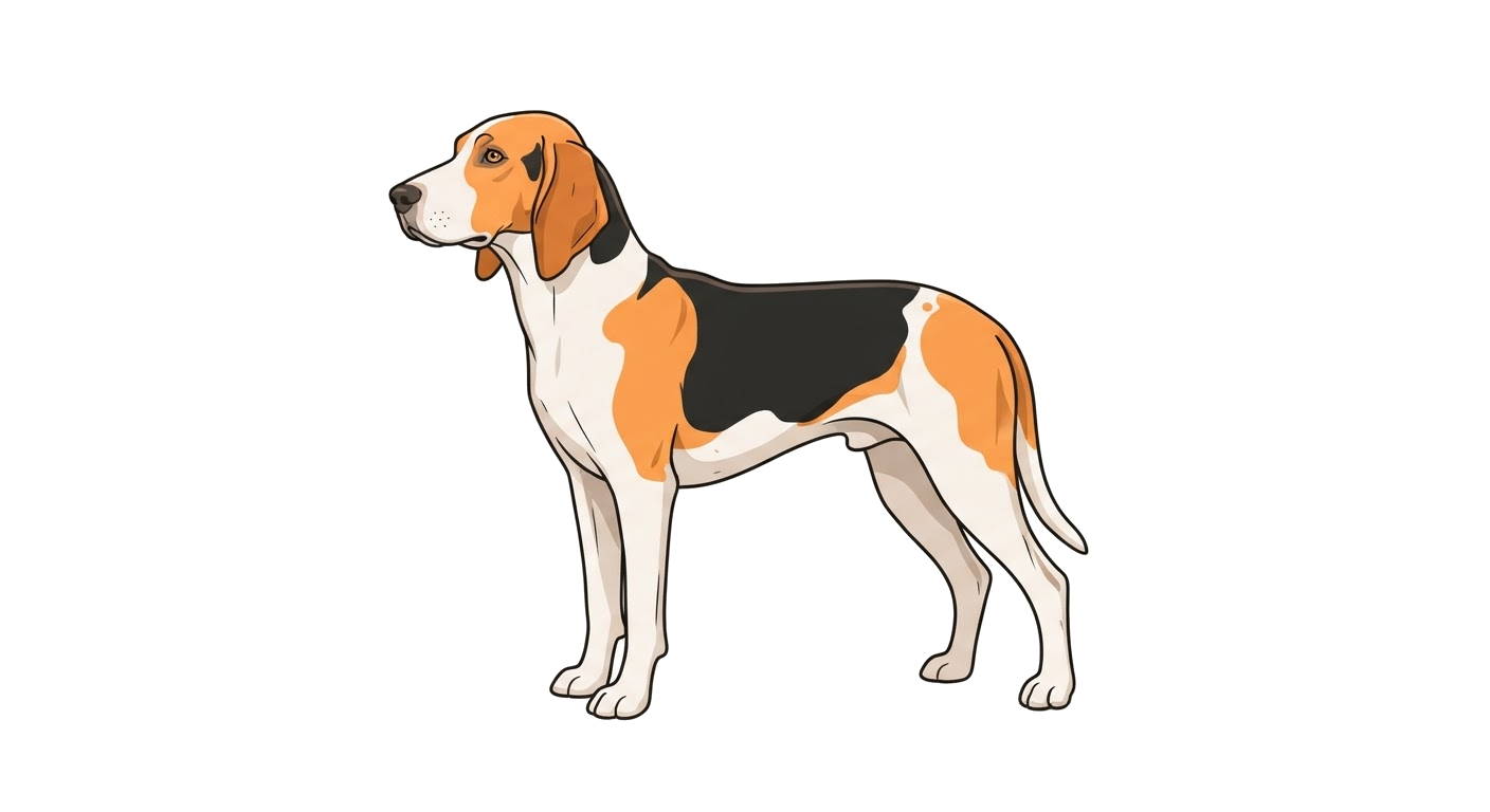 Side profile illustration of a Poitevin showing the points of the breed standard