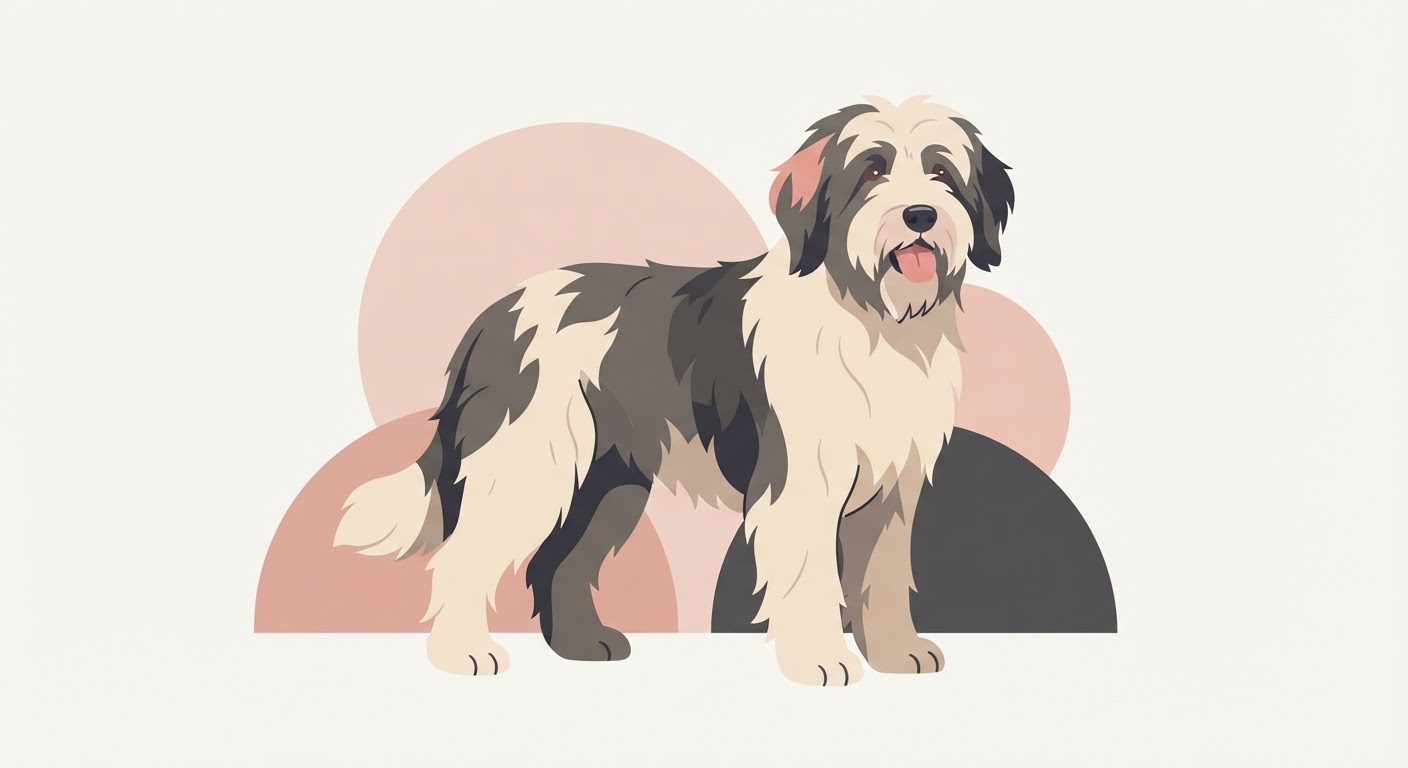 Flat vector illustration of a Polish Lowland Sheepdog