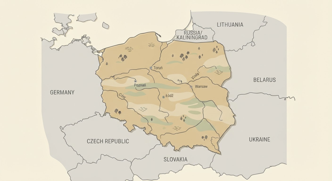 Illustrated map showing the origin of the Polish Lowland Sheepdog