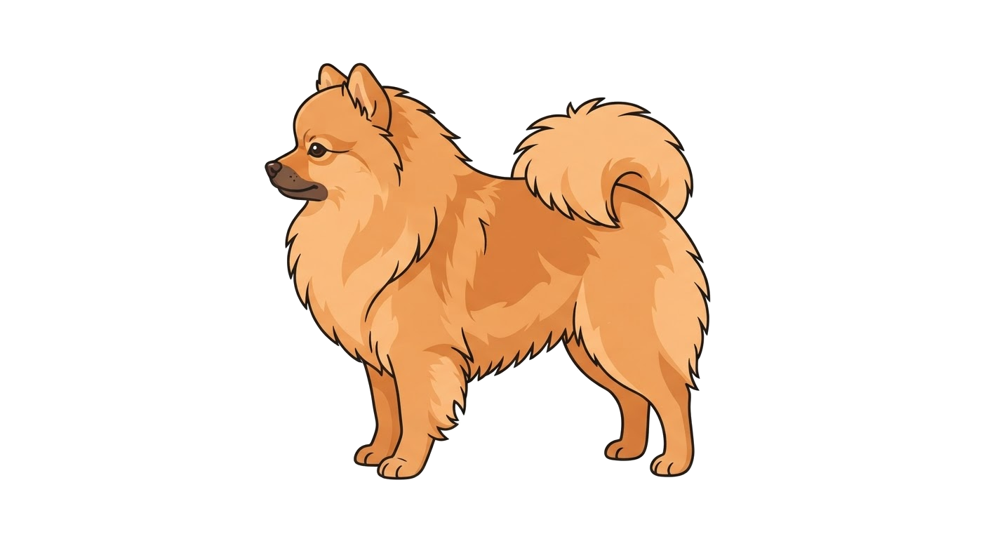 Side profile illustration of a Pomeranian showing the points of the breed standard