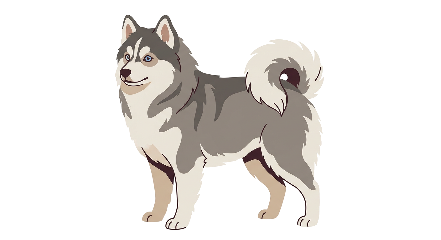 Flat vector illustration of a Pomsky