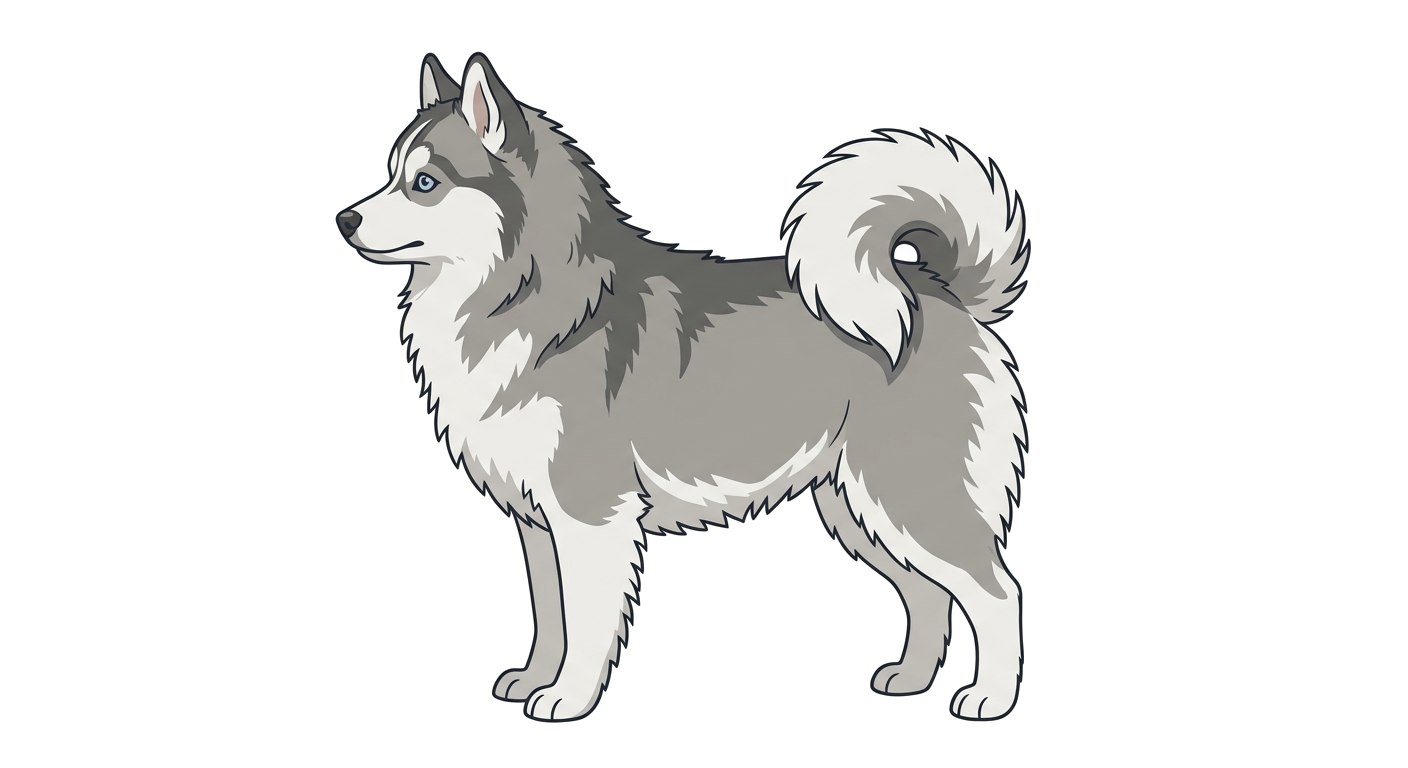 Side profile illustration of a Pomsky showing the points of the breed standard
