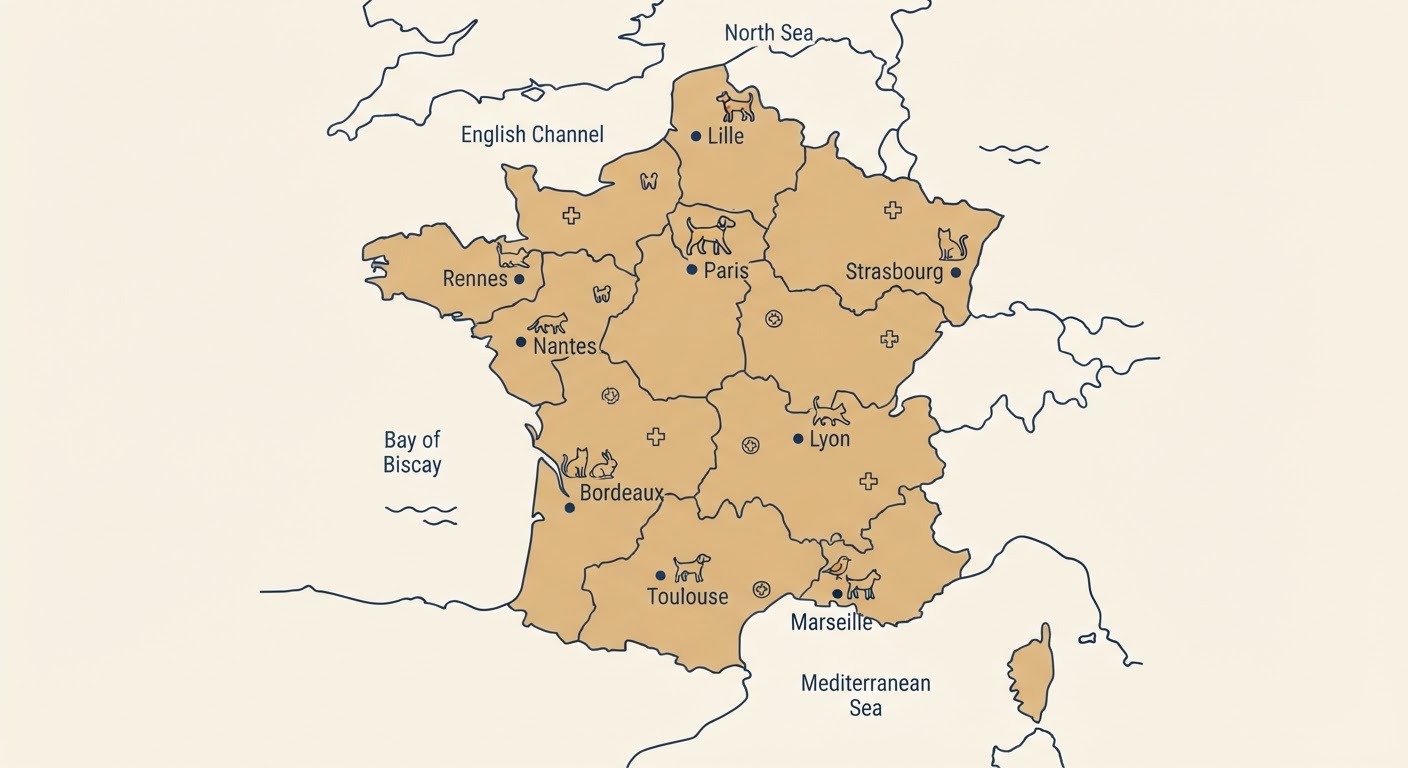 Illustrated map showing the origin of the Poodle (Toy)