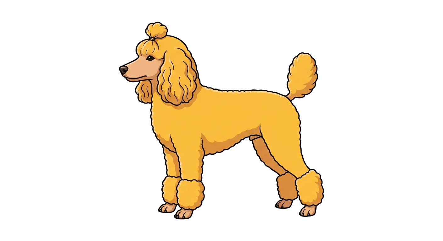Side profile illustration of a Poodle (Toy) showing the points of the breed standard