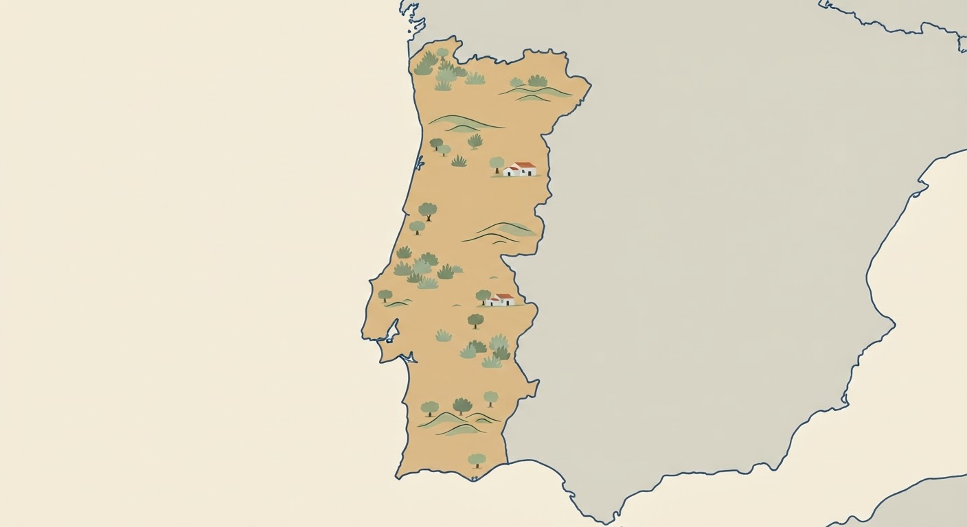 Illustrated map showing the origin of the Portuguese Podengo