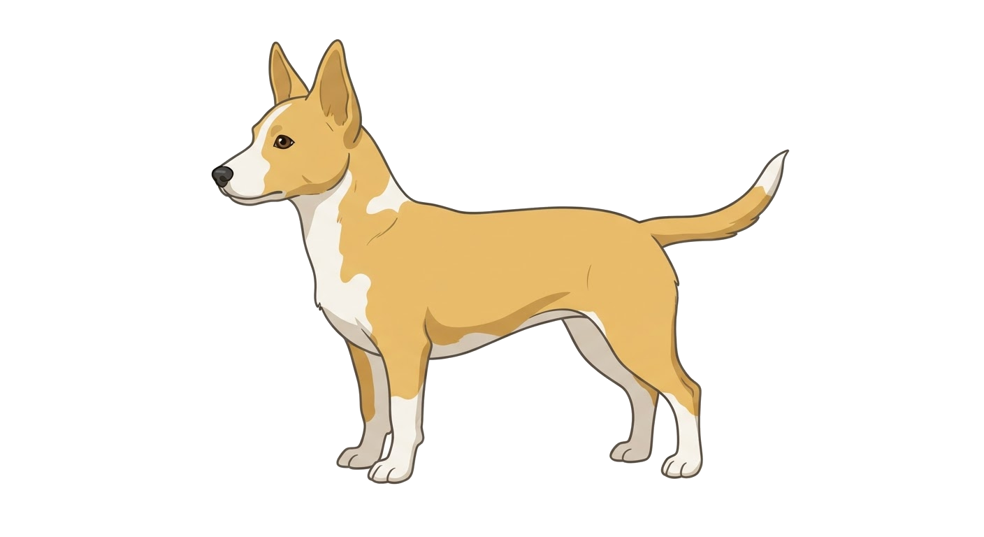 Side profile illustration of a Portuguese Podengo Pequeno showing the points of the breed standard