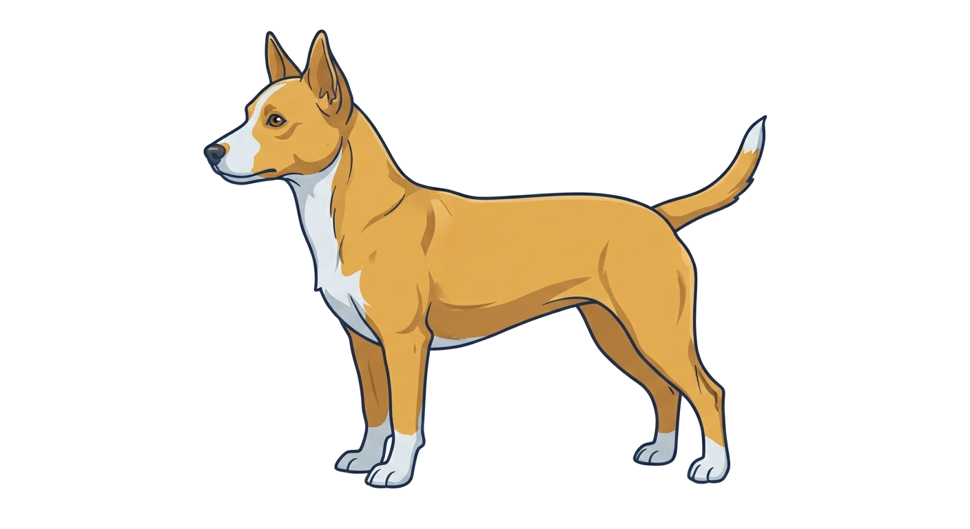 Side profile illustration of a Portuguese Podengo showing the points of the breed standard