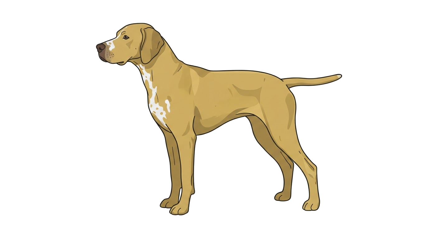 Side profile illustration of a Portuguese Pointer showing the points of the breed standard