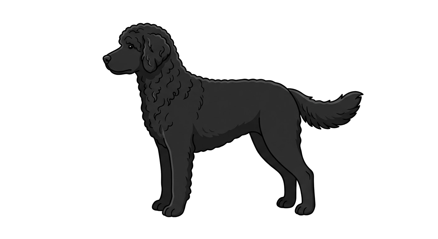 Side profile illustration of a Portuguese Water Dog showing the points of the breed standard