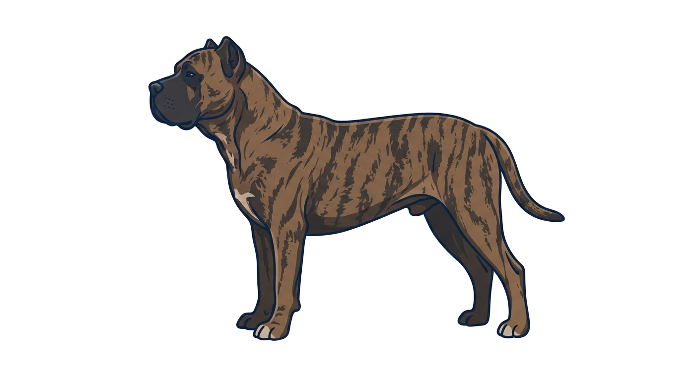 Side profile illustration of a Presa Canario showing the points of the breed standard
