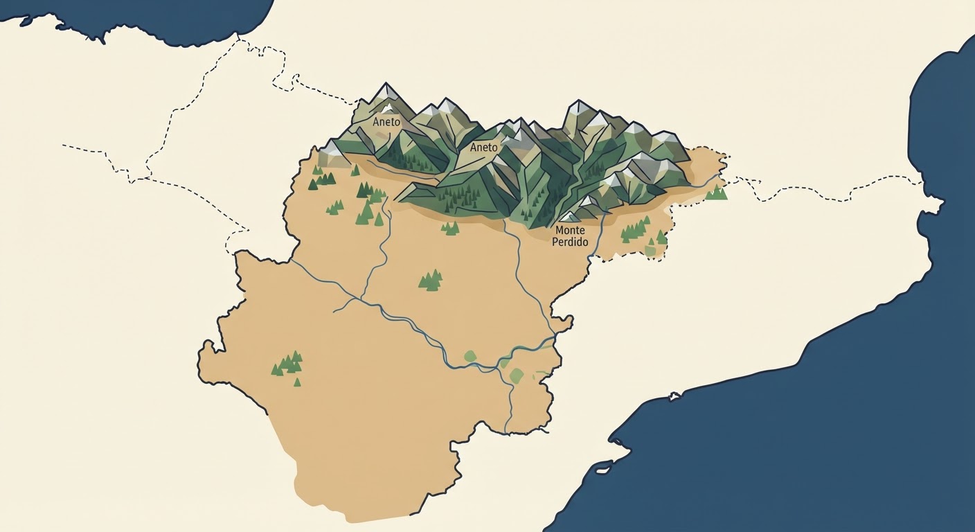 Illustrated map showing the origin of the Pyrenean Mastiff