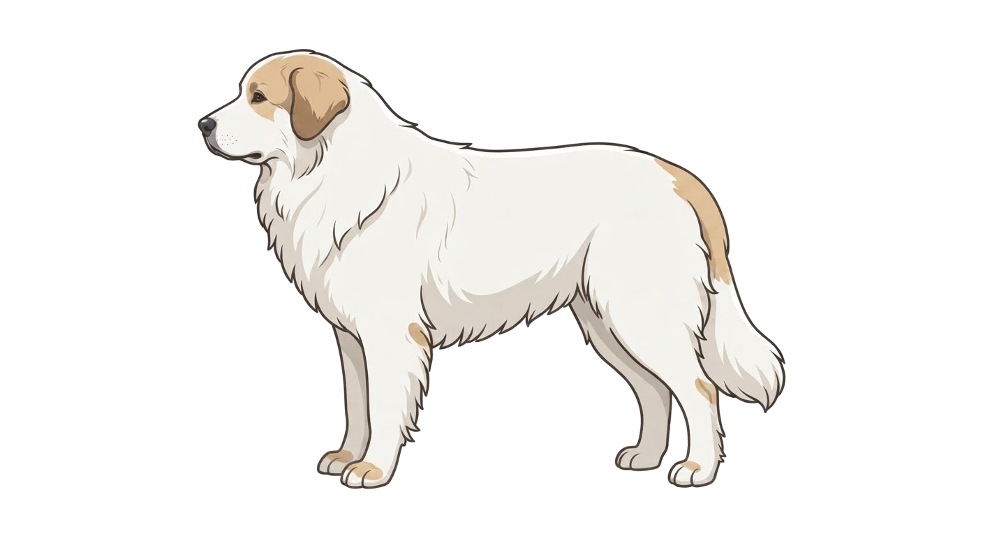 Illustration of a White with tan markings coat