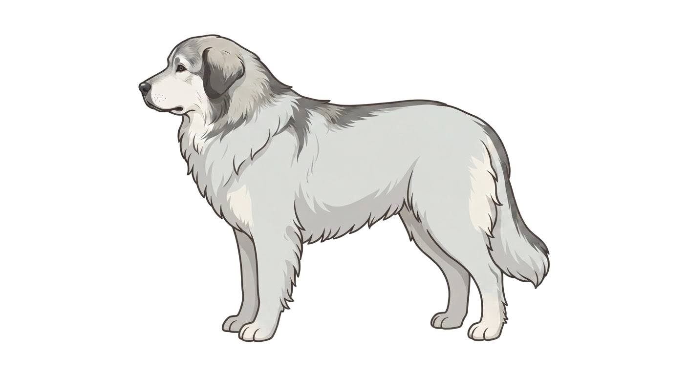 Illustration of a White with wolf-grey markings coat