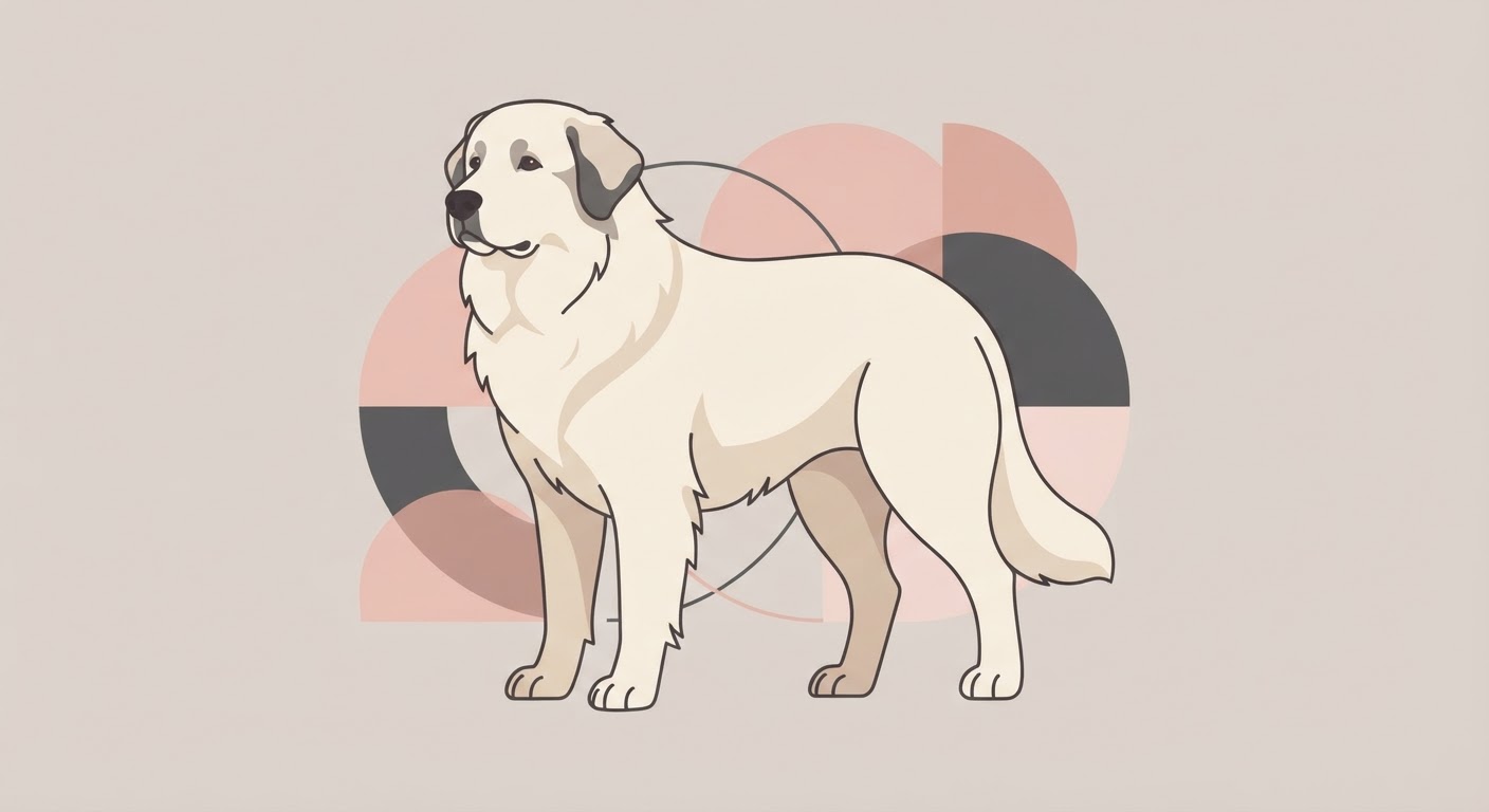 Flat vector illustration of a Pyrenean Mountain Dog