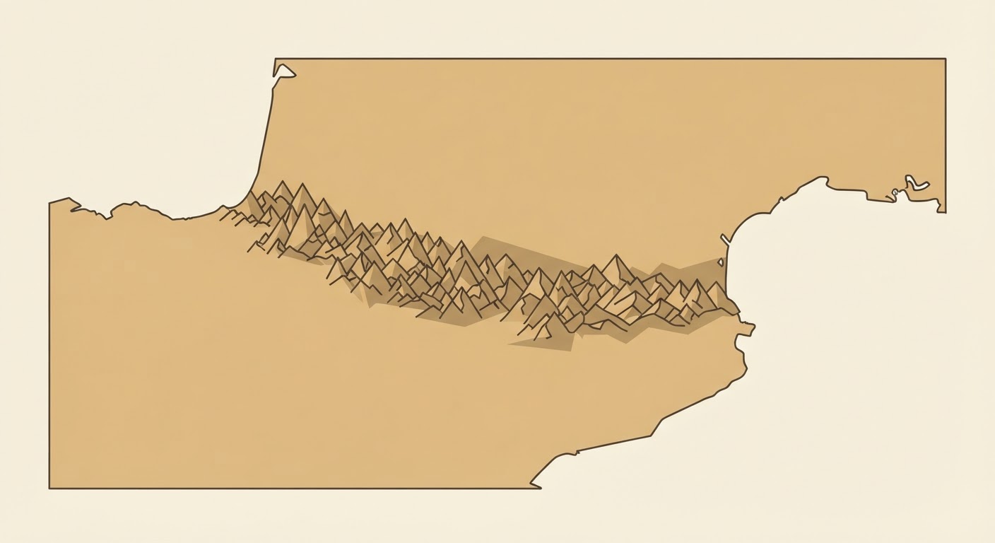 Illustrated map showing the origin of the Pyrenean Mountain Dog