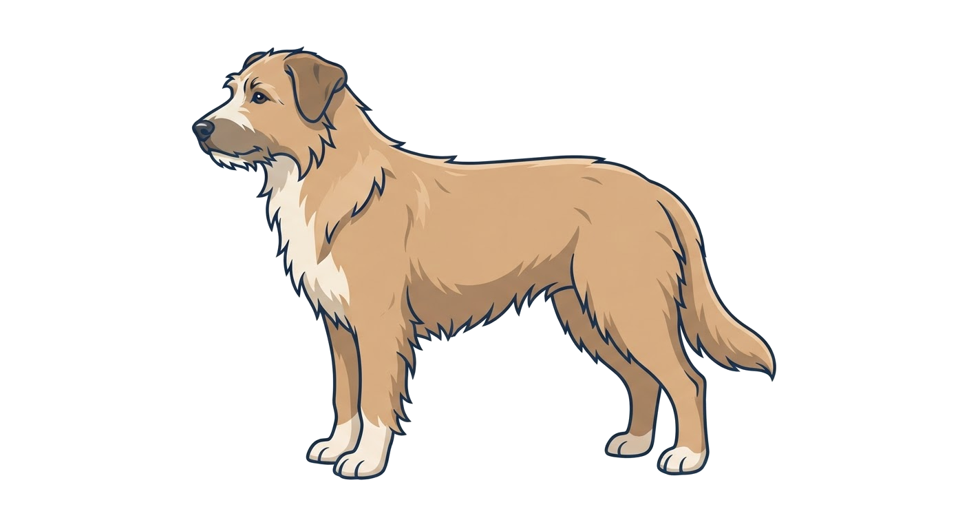 Side profile illustration of a Pyrenean Sheepdog showing the points of the breed standard