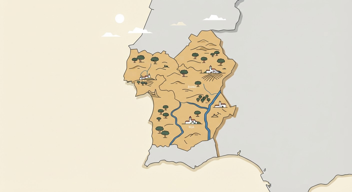 Illustrated map showing the origin of the Rafeiro do Alentejo