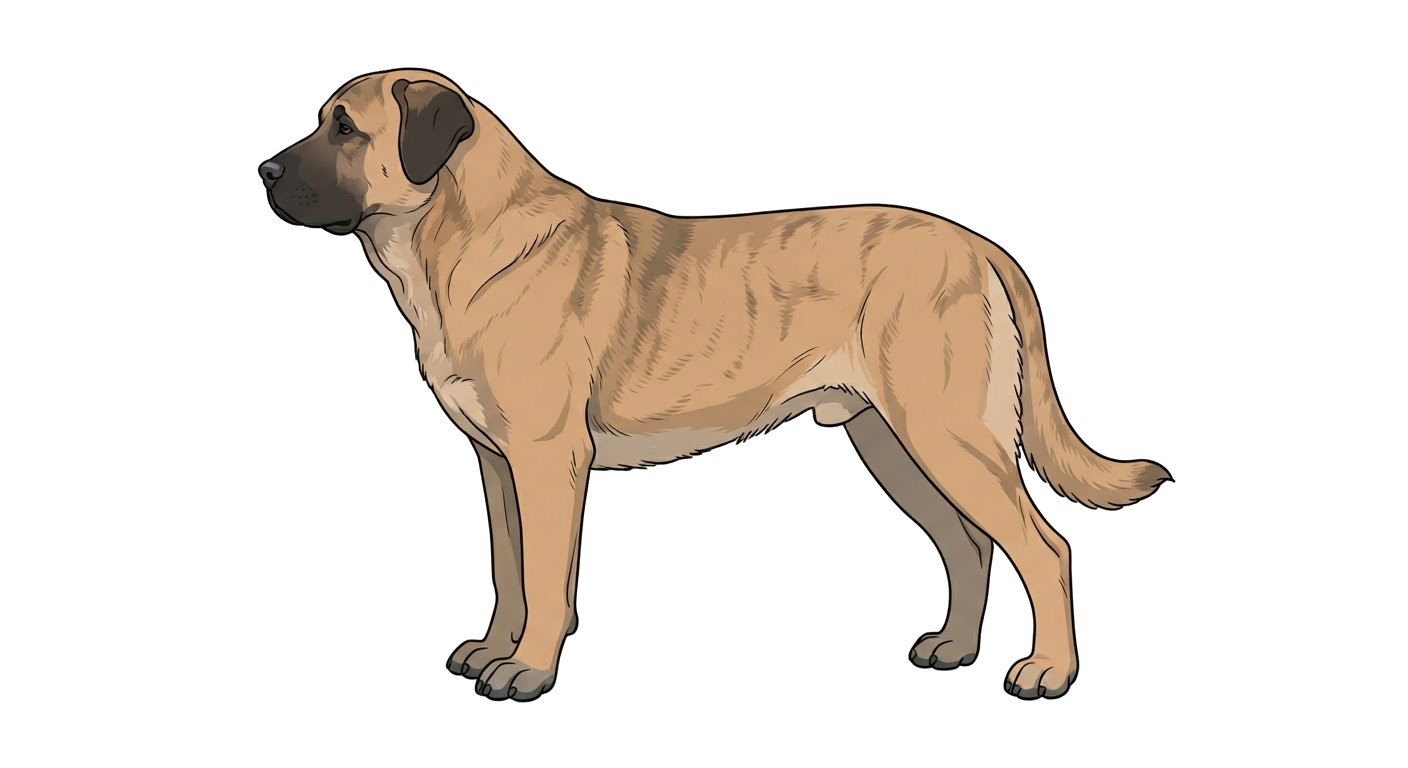 Side profile illustration of a Rafeiro do Alentejo showing the points of the breed standard