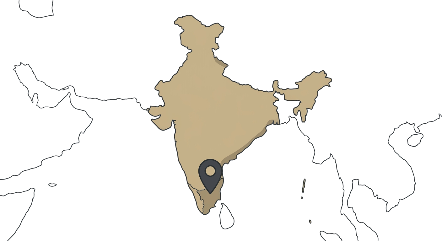 Illustrated map showing the origin of the Rajapalayam