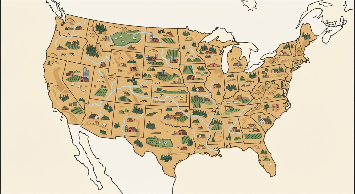 Illustrated map showing the origin of the Rat Terrier