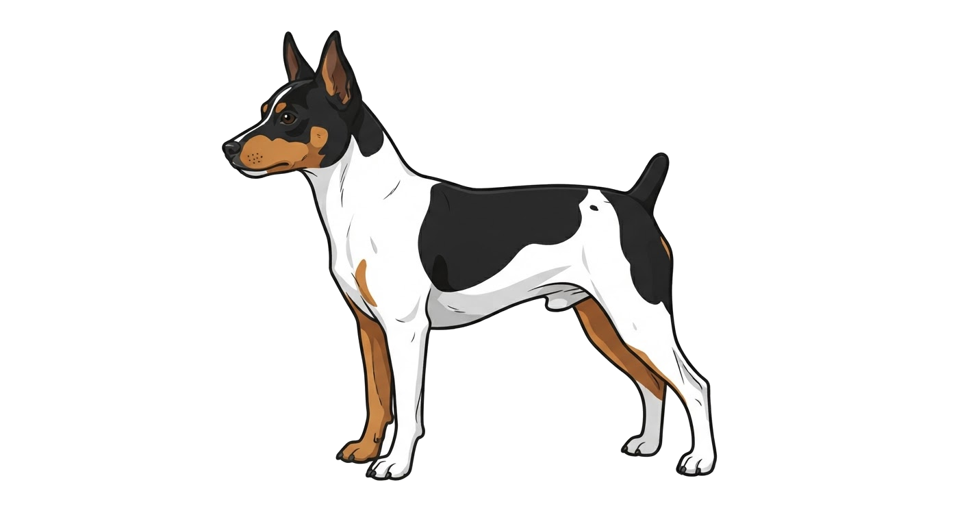 Side profile illustration of a Rat Terrier showing the points of the breed standard