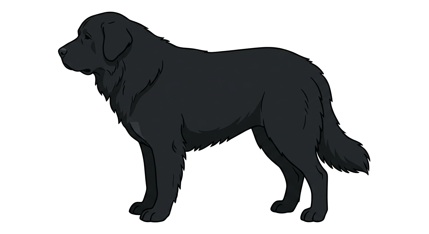 Side profile illustration of a Romanian Raven Shepherd Dog showing the points of the breed standard