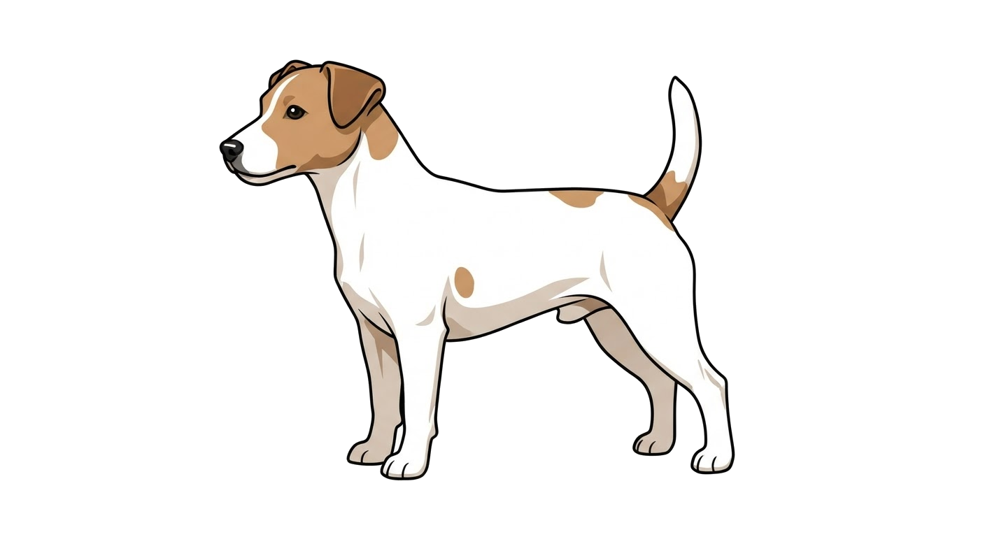 Side profile illustration of a Russell Terrier showing the points of the breed standard