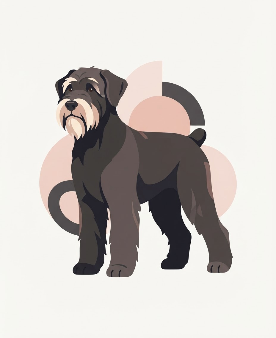 Flat vector illustration of a Russian Black Terrier