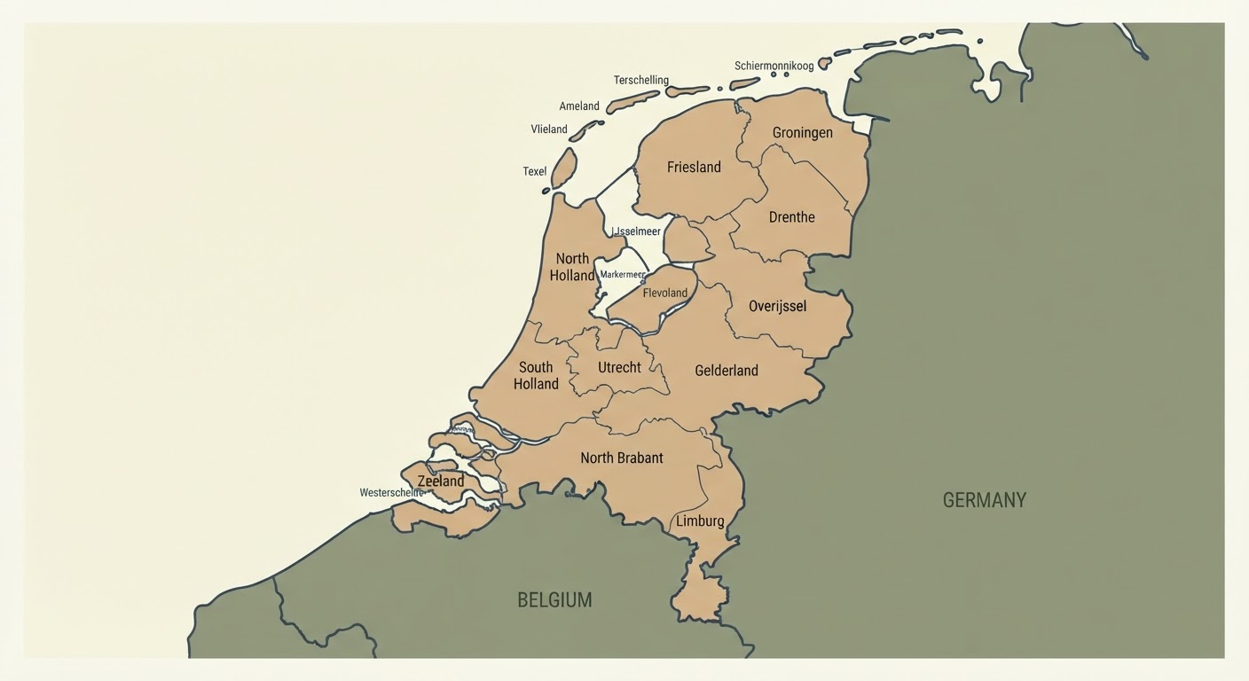 Illustrated map showing the origin of the Saarloos Wolfdog