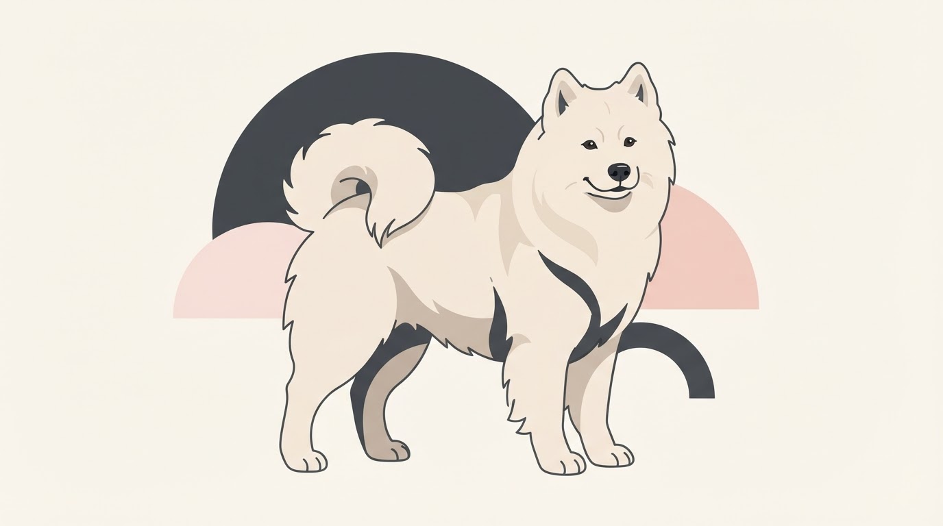 Flat vector illustration of a Samoyed