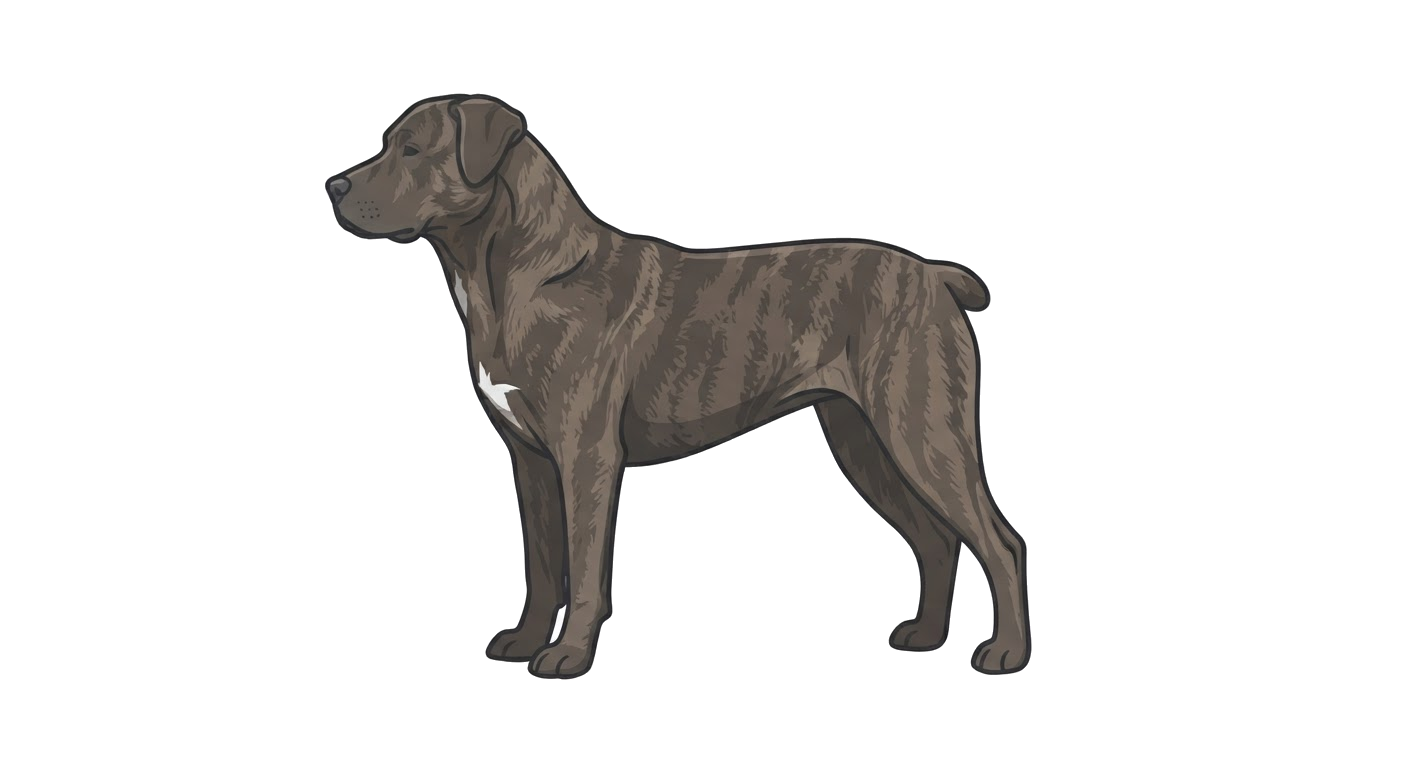 Side profile illustration of a Sao Miguel Cattle Dog showing the points of the breed standard