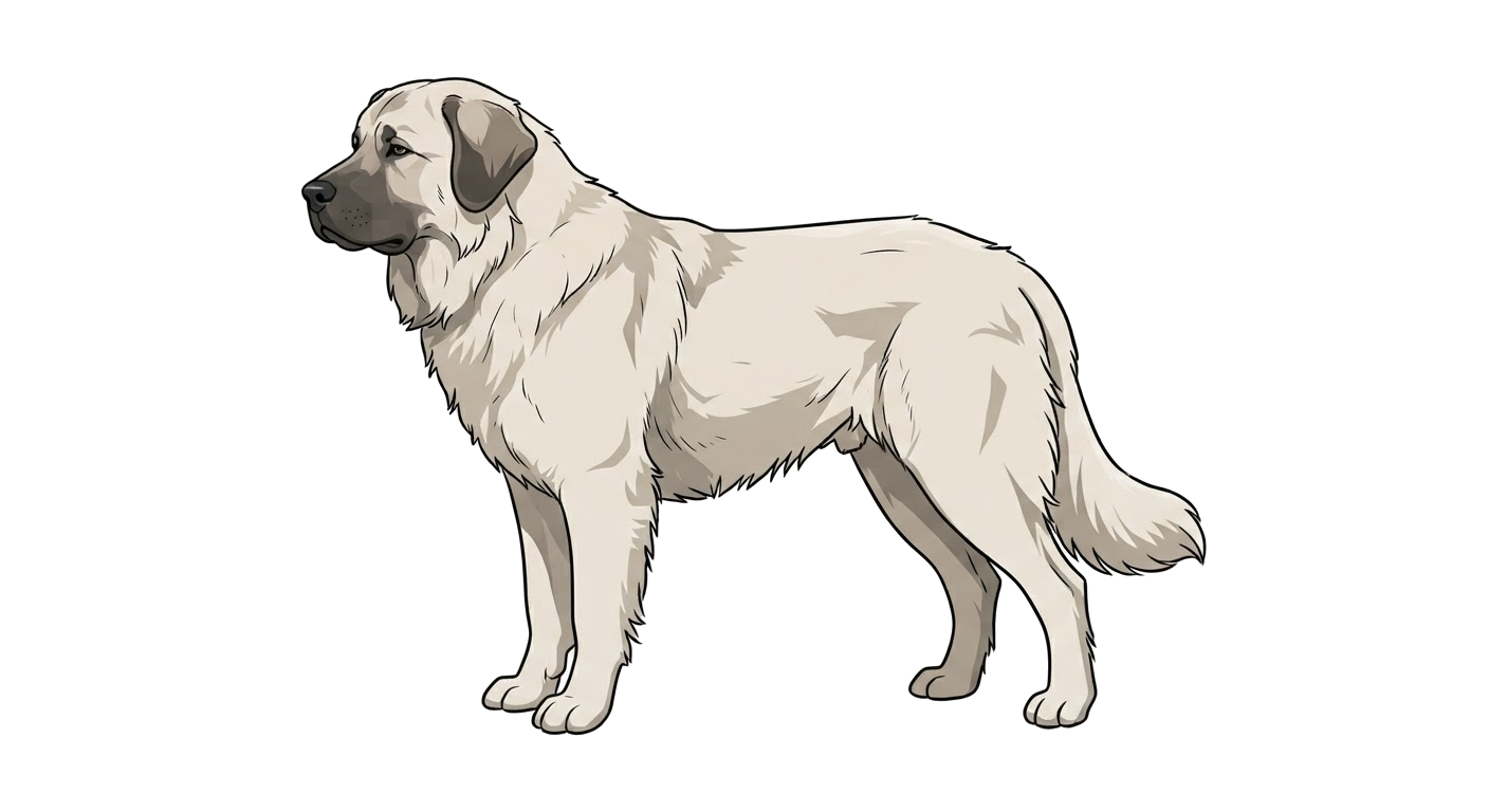 Side profile illustration of a Sarplaninac showing the points of the breed standard