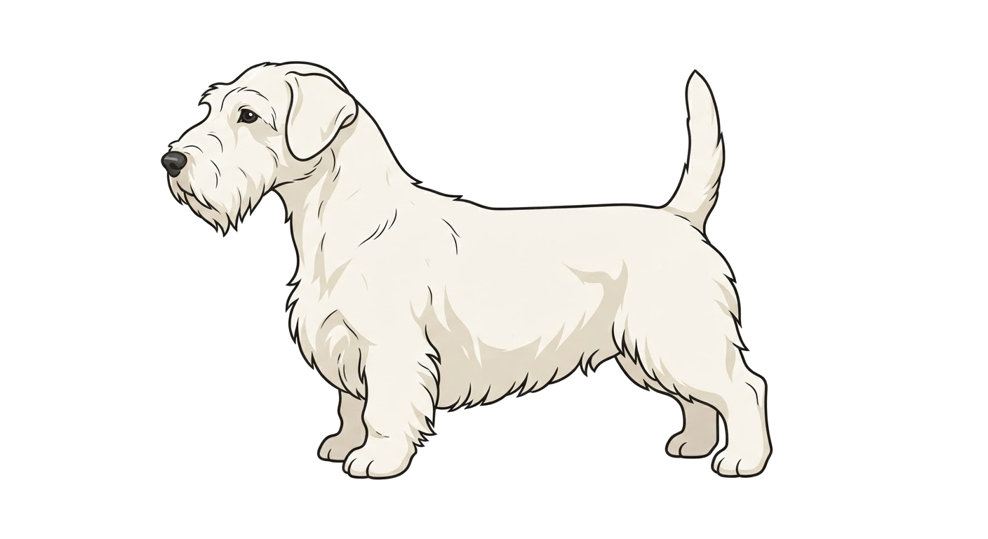Side profile illustration of a Sealyham Terrier showing the points of the breed standard
