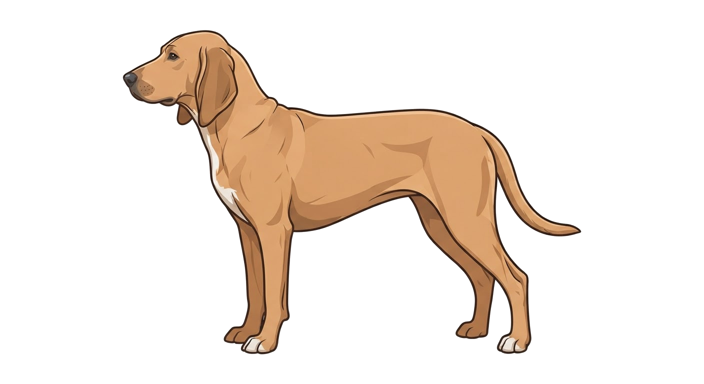 Side profile illustration of a Segugio Italiano showing the points of the breed standard