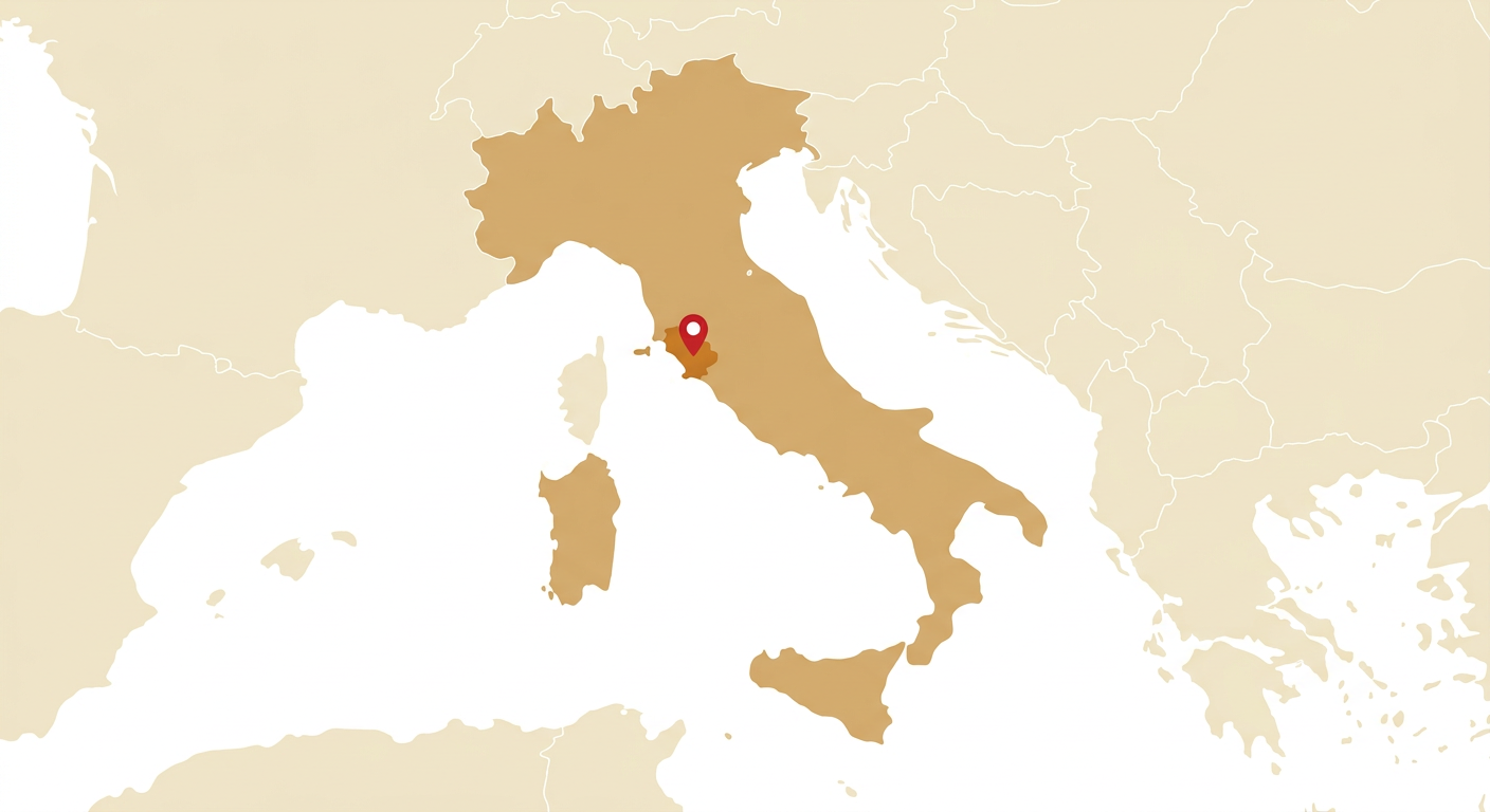 Illustrated map showing the origin of the Segugio Maremmano