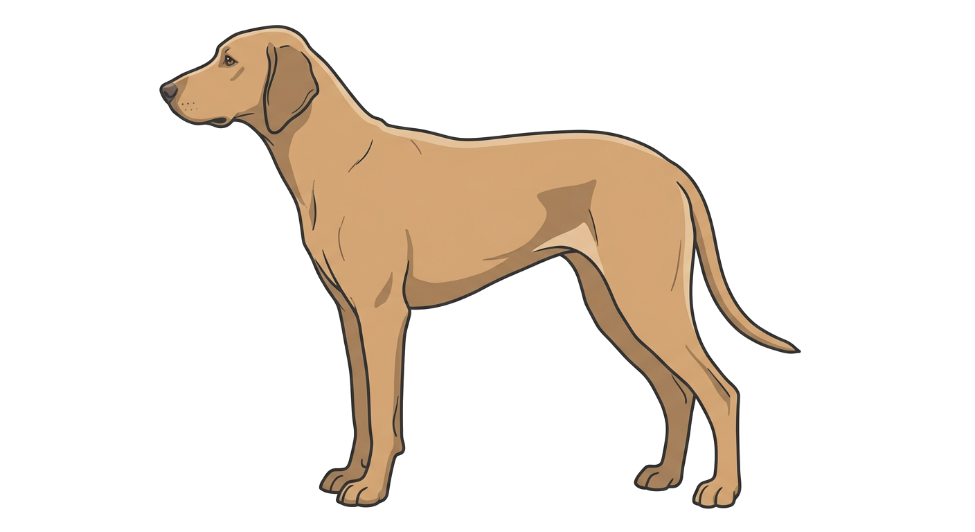 Side profile illustration of a Segugio Maremmano showing the points of the breed standard