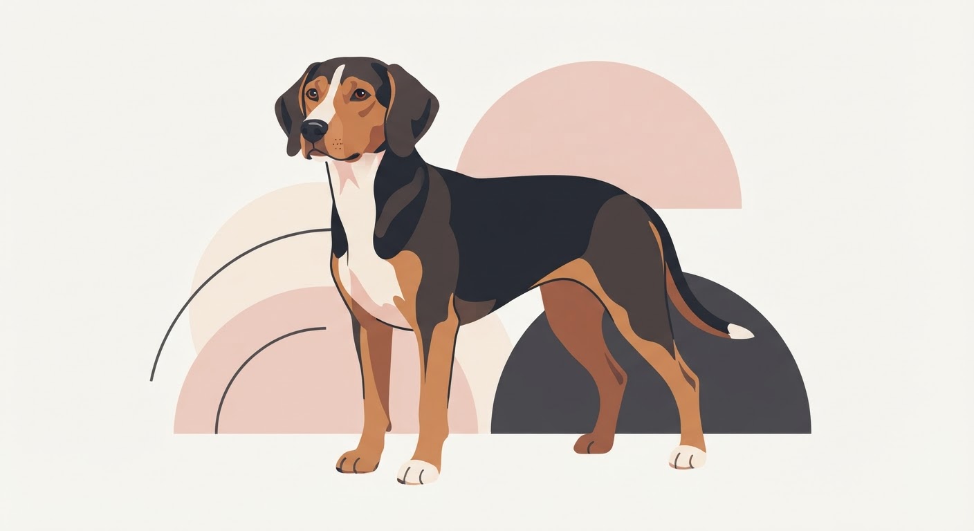 Flat vector illustration of a Serbian Tricolour Hound