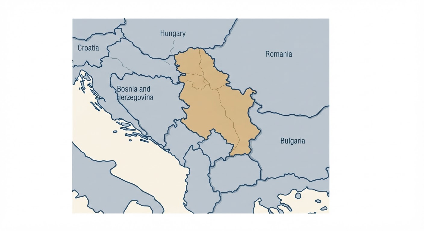Illustrated map showing the origin of the Serbian Tricolour Hound